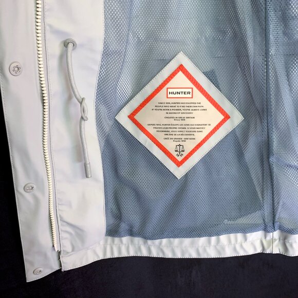 HUNTER Abbey Short Rubberized Rain Jacket w/ Hood XL Silver Grey NWT - Picture 10 of 17